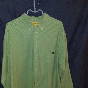 XXL Men's green /white checked l/s